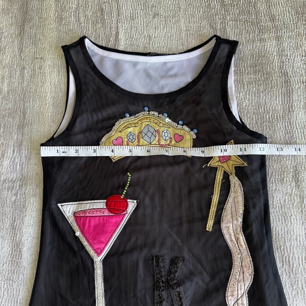 Mona Lisa Black Dress with Pink and Gold Embellishments, Size 8 - Picture 7 of 9